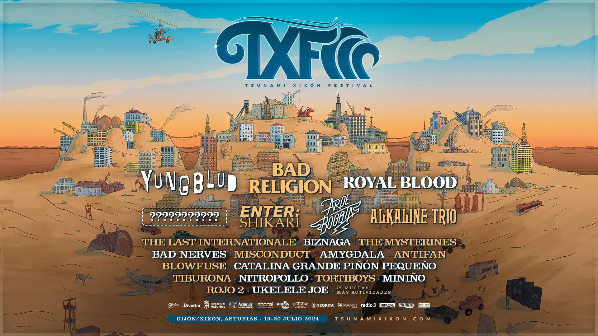 BAD RELIGION, YUNGBLUD, ROYAL BLOOD, ARDE BOGOTÁ Y ALKALINE TRIO entre los primeros confirmados para Tsunami Xixón Festival 2024.